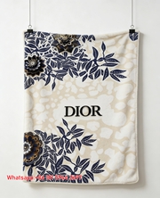 Dior Navy Floral 3D Flower Flannel Throw Blanket D191